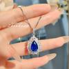 Classic Blue Spinel Necklace Light Luxury Trendy Simple Fanta China Red High Carbon Diamond Pendant Women