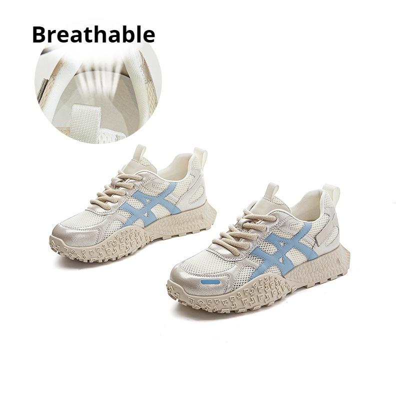Genuine Leather Forrest Gump Shoes Thick-soled Mesh Women's Shoes Breathable Sports Shoes Lightweight Casual Comfortable Dad Shoes