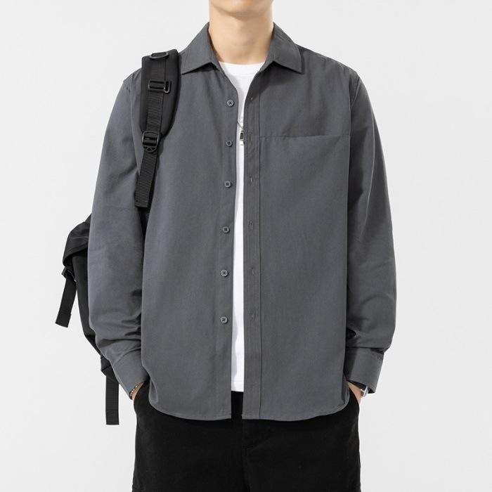 Spring and Summer Casual Long-sleeved Shirt Men's Loose Shirt Jacket Pure Cotton White Inch Shirt Thin Jacket