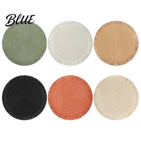 Tassel Table Mats Braided Round Placemats Woven for Kitchen Dining Large Plate Mat