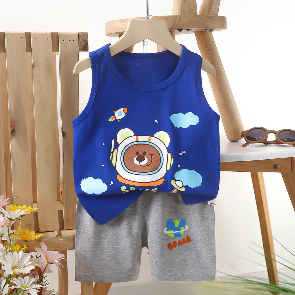 Childrens Cotton Vest Set With Animal Cartoon Prints For Summer Playwear