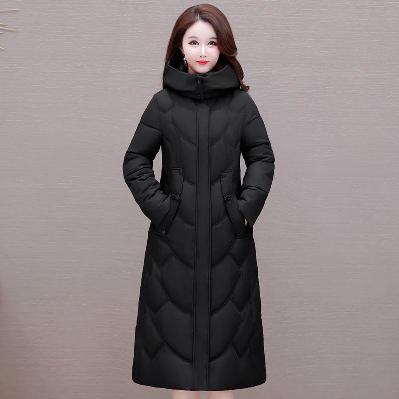 Winter Hooded Women's Cotton-padded Clothes Women's Long Knee-slim Cotton-padded Jackets Thermal Down Cotton-padded Clothes Women's Jackets