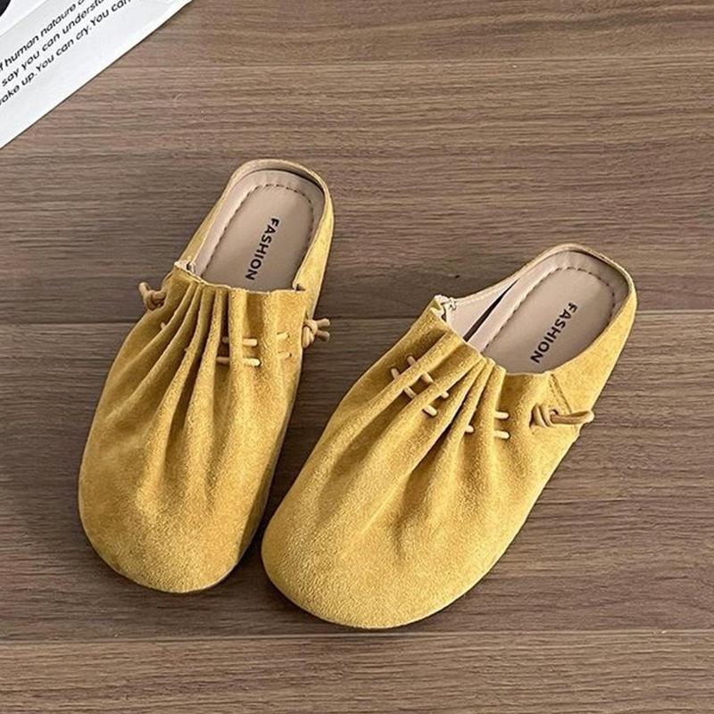 

Fashion Flats Women Slippers Casual Slingback Shoes Fashion Mules Shoes Summer Woman Dress Shoes 2025 Trend Brand Designer Mujer Zapatos 40 жёлтый