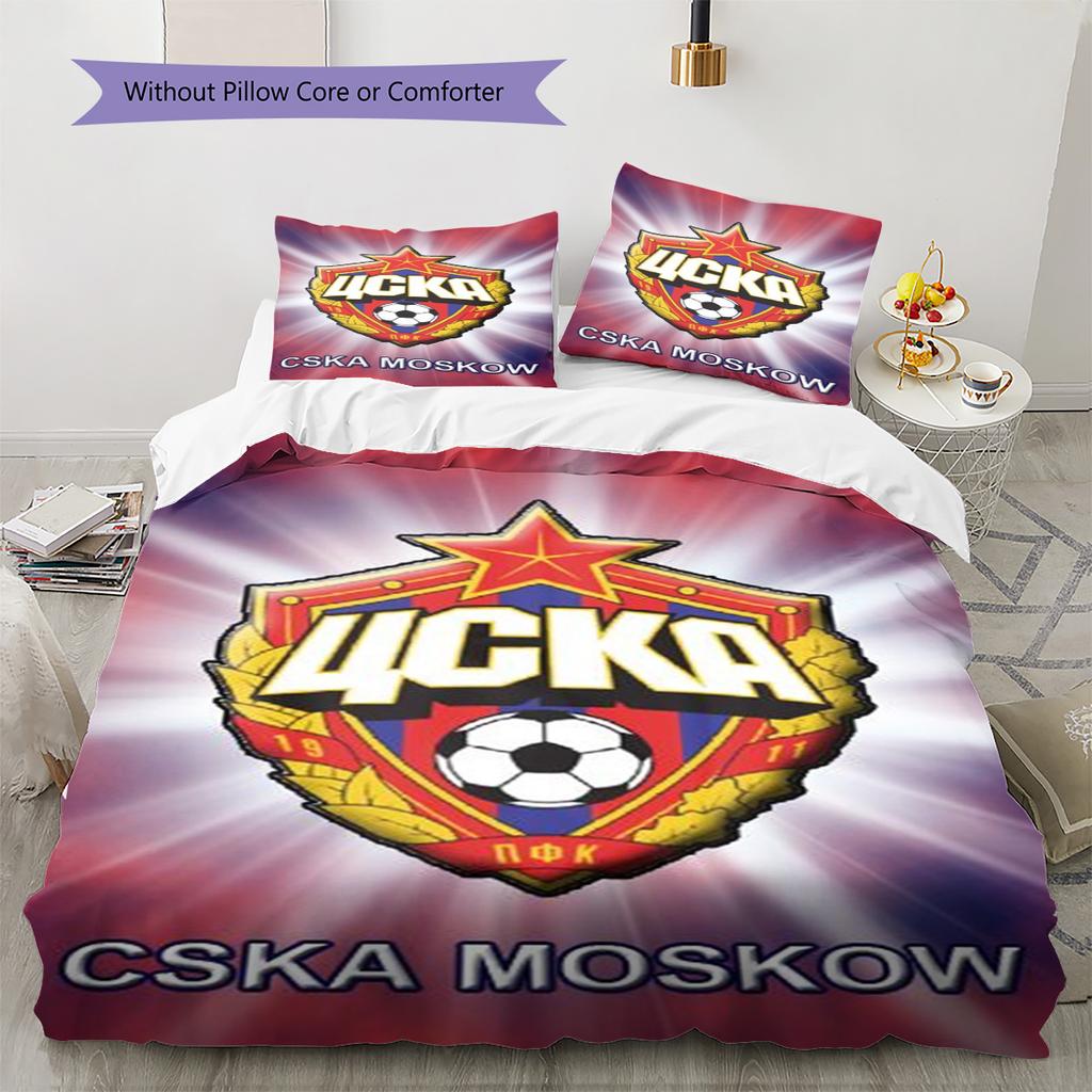 CSKA Moscow Pattern Bedding Set Quilt Cover Pillowcase Home Decor Gift (1 * duvet cover + 2 * pillowcase, without core)