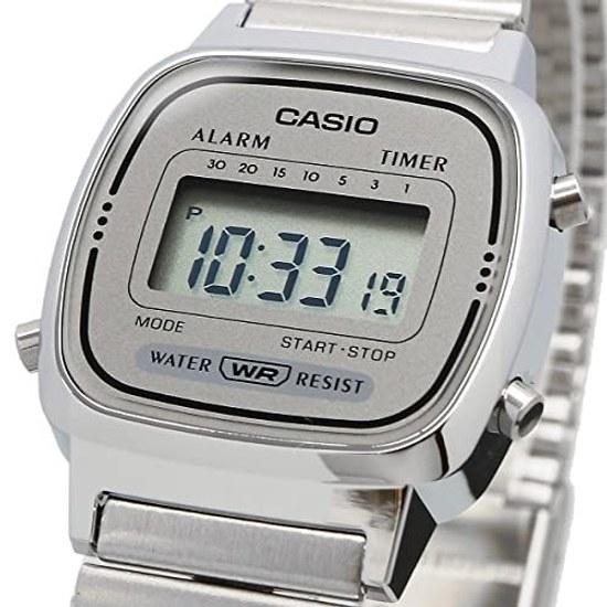 CASIO wristwatch womens digital design LA670WA-7 silver gray overseas model