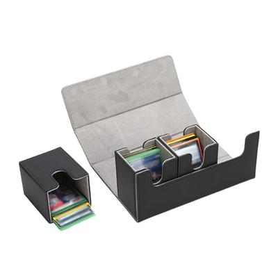 Mikankawa 4-in-1 Magnetic Deck Case Black PU Leather Trading Card Storage Box for 63.5 X 88 Mm and 59 86 Cards