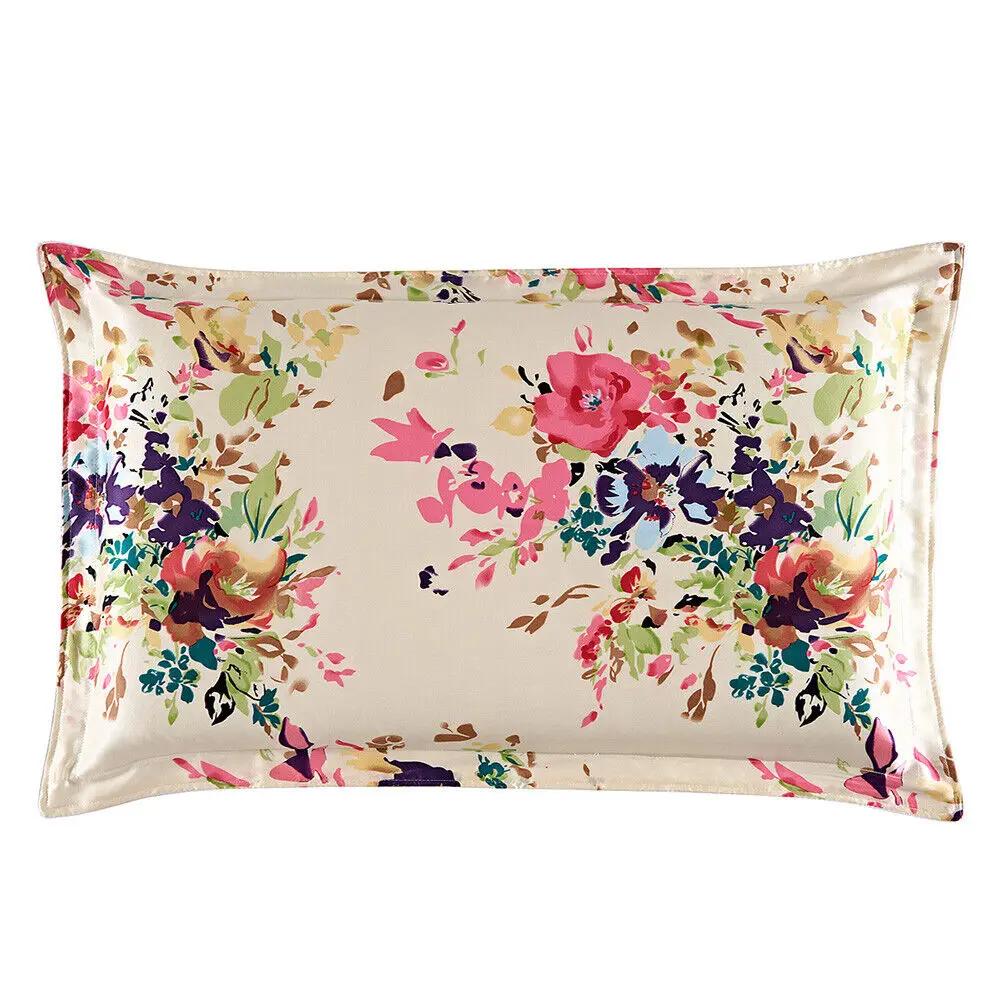 Pure Mulberry Silk Floral Pillowcase 25Momme Genuine Silk Retro Floral Pillowcover Home Cojines Soft Sofa Chair Coussin
