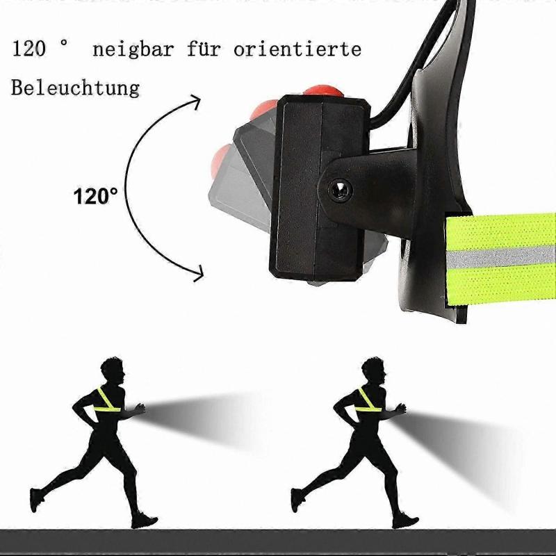 LED-Brustleuchte zum Laufen, Wandern und für Outdoor-Aktivitäten - USB-wiederaufladbar mit Sicherheitslichtern und Lichtstreifen