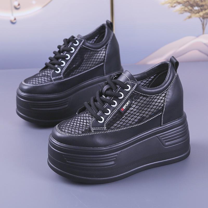 

Inner height increase mesh breathable little white shoes women s summer new muffin temperament trend versatile casual shoes net shoes 35 чорний