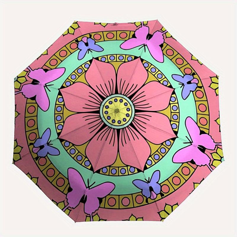 

1pc Floral MandalaAutomatic Folding Umbrella, Portable & Foldable Design with 8 Ribs, Casual Outdoor Accessory yy250804265