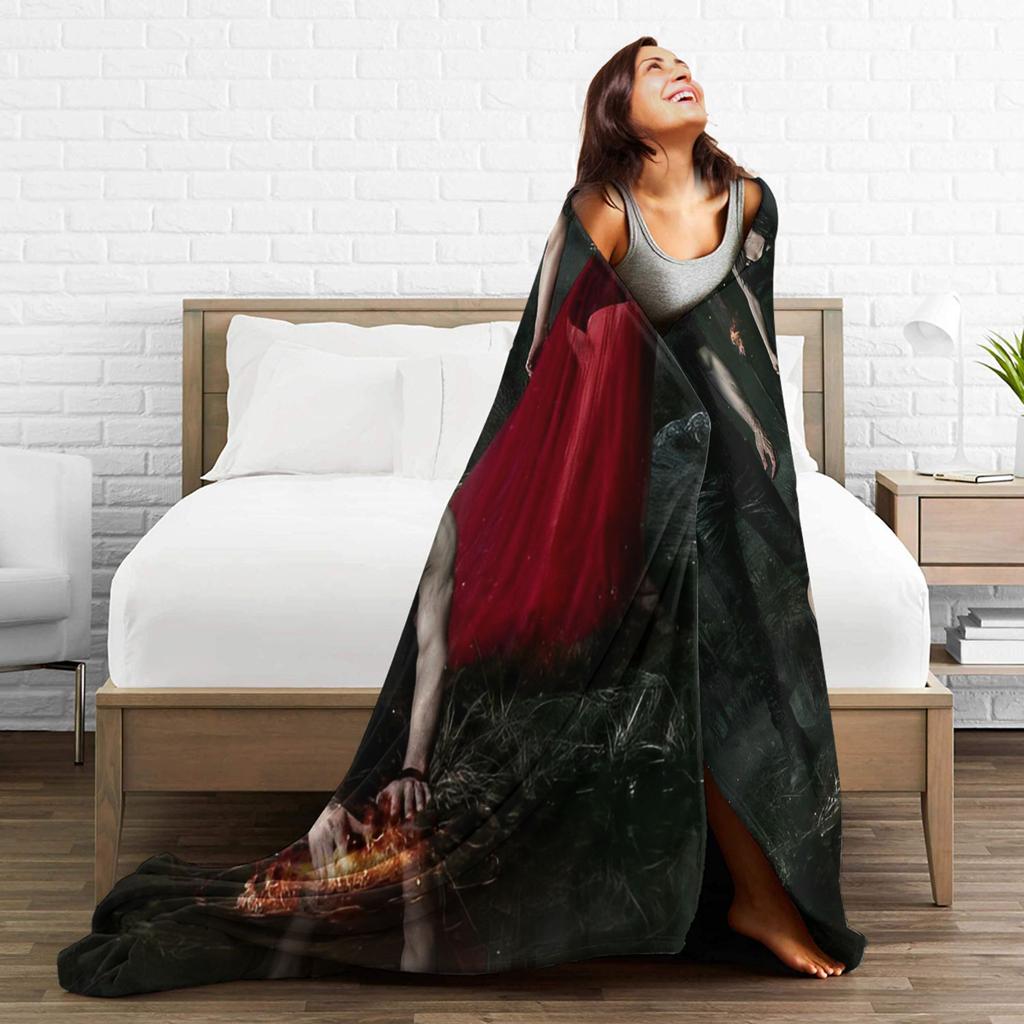 The Vampire Diaries Damon salvatore Warm Soft Blanket Travel Office Plush Throw Blanket Graphic Outdoor Bedspread Sofa Bed Cover