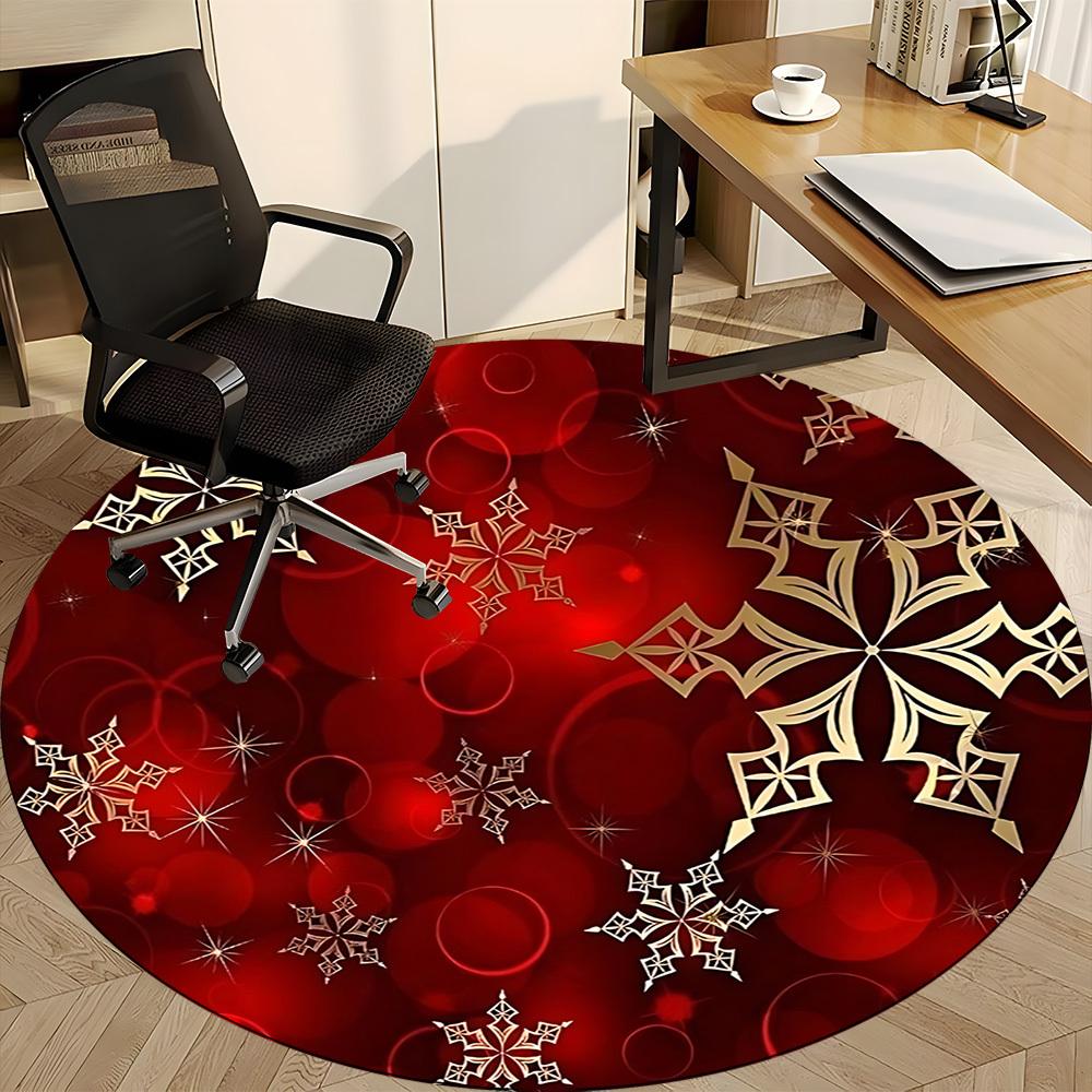 1pc Christmas Snowflake Carpet for Office Non-Slip, Round Carpet, Soft & Comfortable, Carpet for Office, Round Floor Mat yy251225160