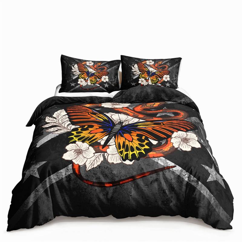 Butterfly And Death Moth Bedding Collection For Girls Gothic Skull Boho Comforter Cover Decor Bedroom Sun And Moon Pattern Duvet Cover