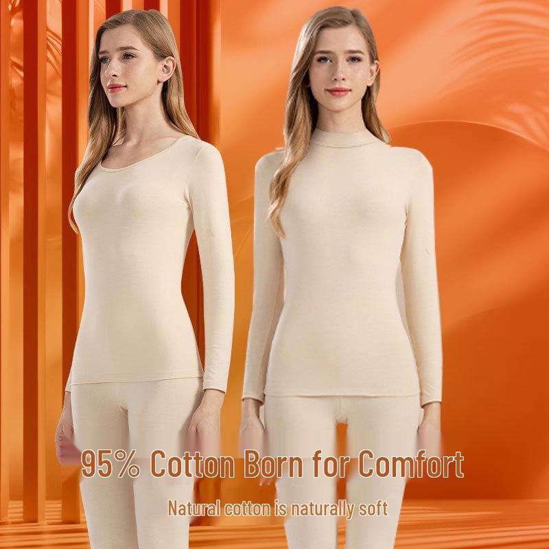 Damen Herbst & Winter Reines Baumwoll-Mittelhoher Kragen Thermoset: 2025 Neuer Stil Basisschicht
