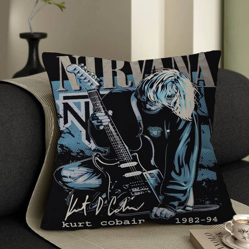Nirvana Band Magazine Classic Anime Maple Design Cushion Cover Happy Autumn Harvest Decor Holiday Decorati Pillow Cover