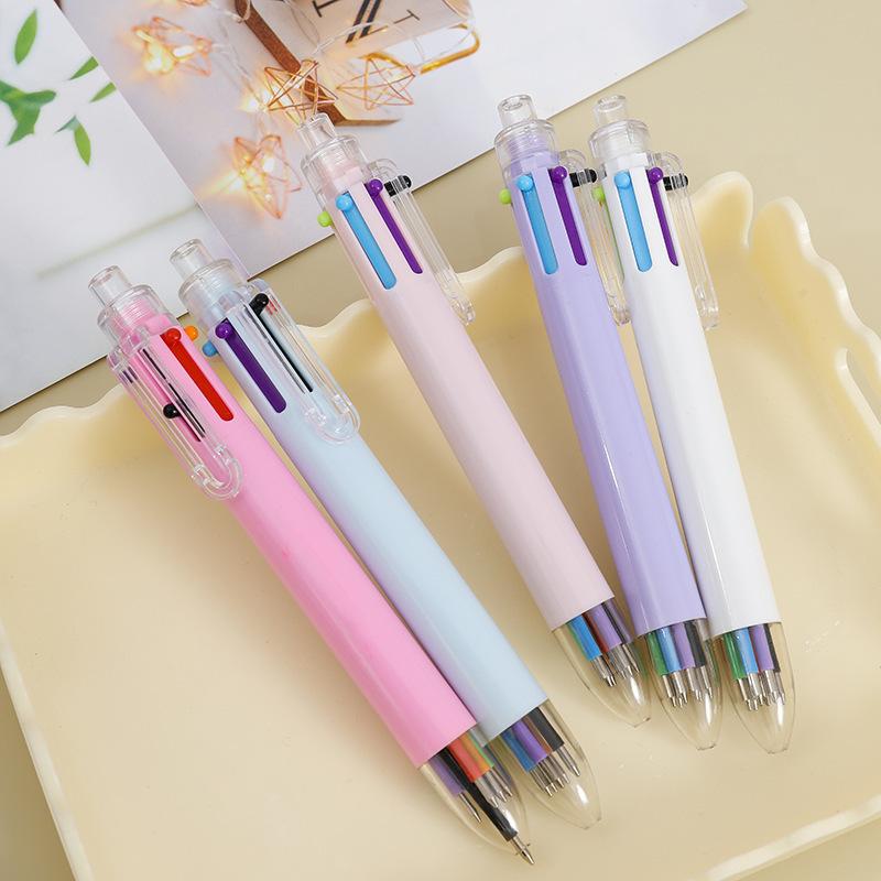 10 stücke Bunte 6-farbe kugelschreiber schreibwaren büro öl stift student preis multi-farbe kugelschreiber drücken stift