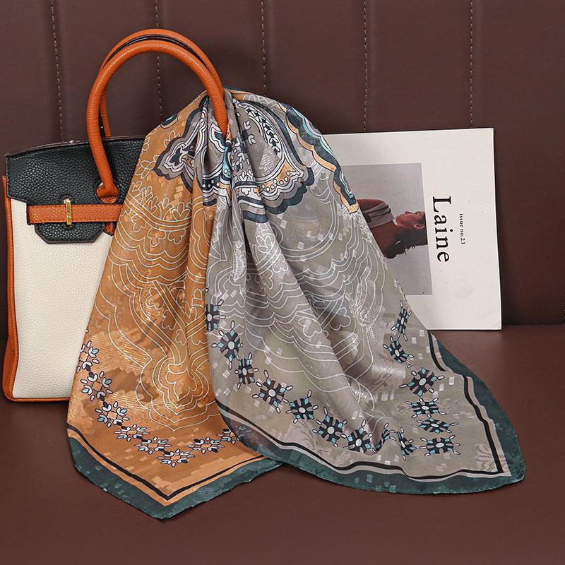 70x70cm Square Scarf Women Imitation Silk Hairbands Foulard Women Bandands Kercheif Shawls Wraps Small Hijab