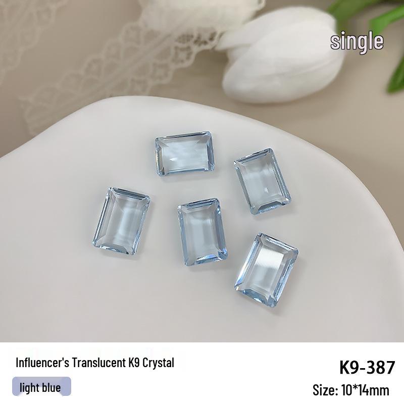 K9 Ice Olive Green & Sea Blue Gem Nail Decorations - Pointed Tip Diamonds