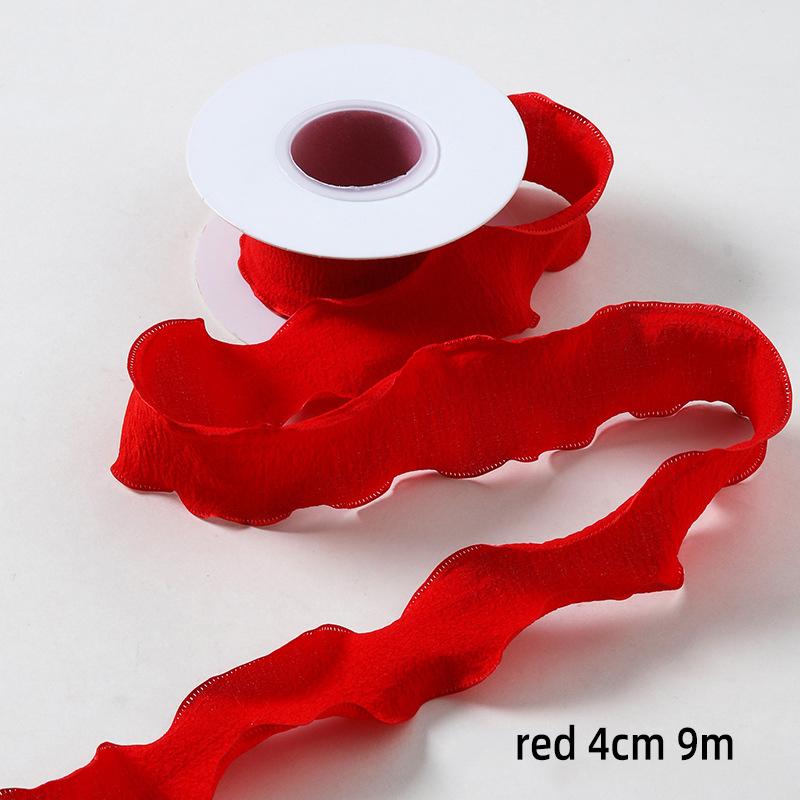 25/40mm 10Yards Candy Color Ribbon Wavy Edge Fishtail Yarn Ribbon for Gift Wrapping DIY Bow Bouquet Cream Style Wrinkled Ribbons