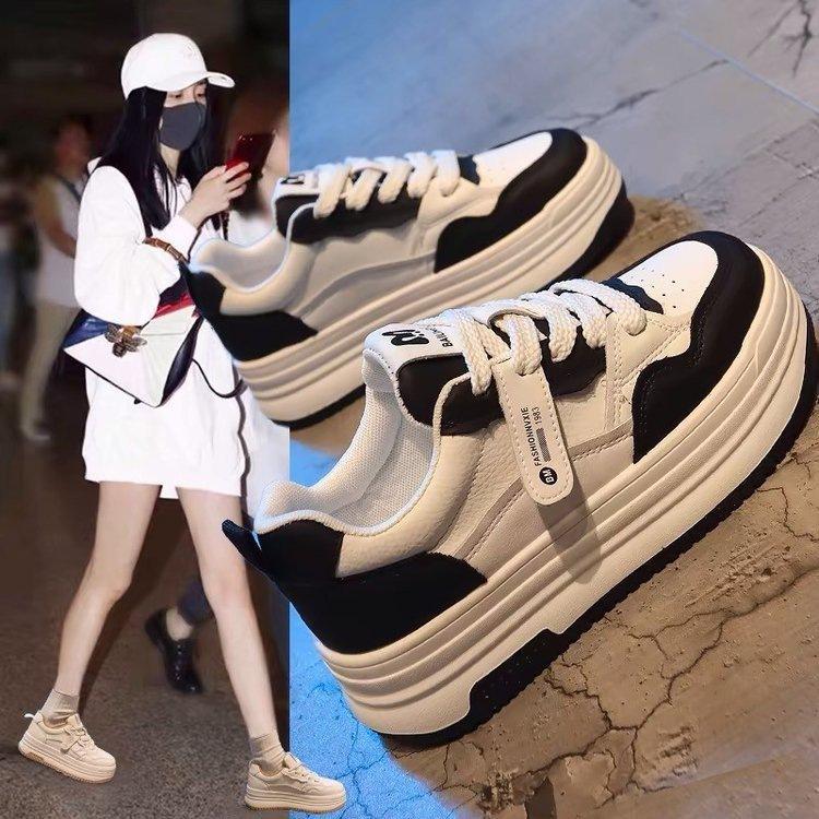 Versatile little white shoes women's shoes 2025 new autumn popular muffin sole fashion platform casual sports board shoes