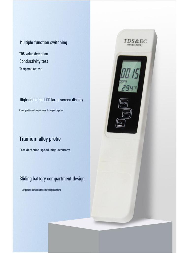 Portable TDS EC Conductivity Meter: 3-in-1 Pure Water Quality Tester