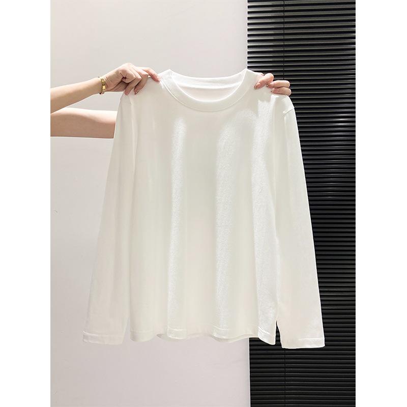 Women's Long Sleeve Cotton Base Layer - Warm, Regular Fit for Spring, Autumn, Winter - Plus Velvet Inner Layer