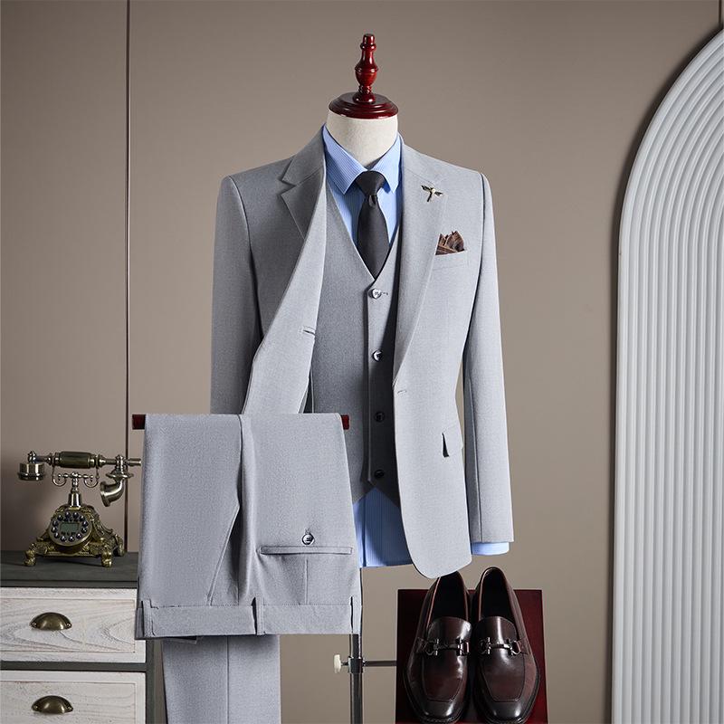 Douyin Bestseller Men's Notched Lapel Business Casual Three-Piece Suit Set