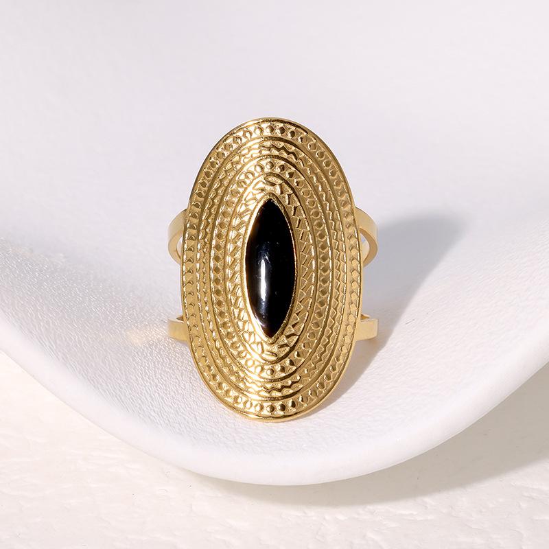 Gold Color Stainless Steel Rings for Women Men Vintage Geometric Wide Edge Star Open Rings Non Fading Jewelry Accessories Gifts