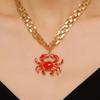 European & American Beach Resort Alloy Drip Oil Red Lobster & Blue Crab Earrings for Women