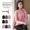 Camiseta Básica Feminina Plus Size Modal Manga Longa Outono/Inverno 2025 – Gola Redonda, Versátil, Fina