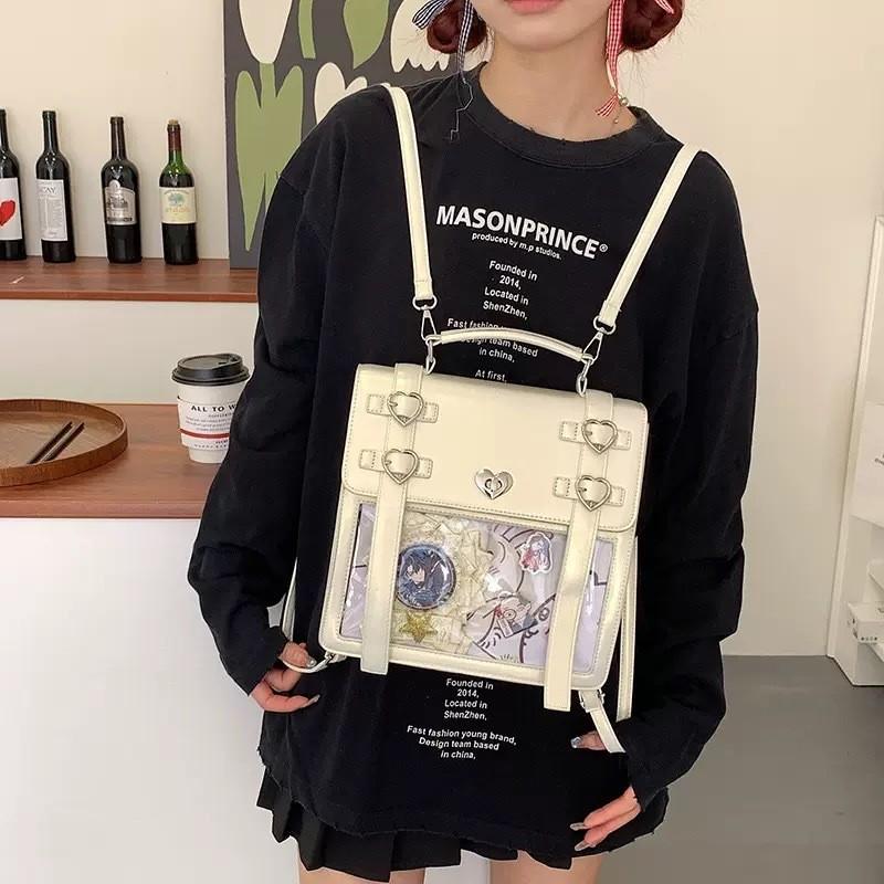 Style Japanese Solid Color Backpack Outdoor Large Capacity Transparent Itabag