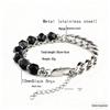 Stainless Steel Black Agate Men's Bracelet - New Chinese Style Jewelry