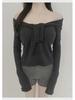 South Korea's Dongdaemun New Sexy Lace-Up Knit Sweater – Flirty Collarbone-Revealing Design