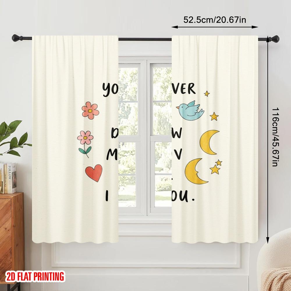 2 Stück 2D Flachdruck Fenstergardinen Liebster Wie sehr ich dich liebe Polyester Ohne Strom Ganzjährig Party- & Feiertagsdeko