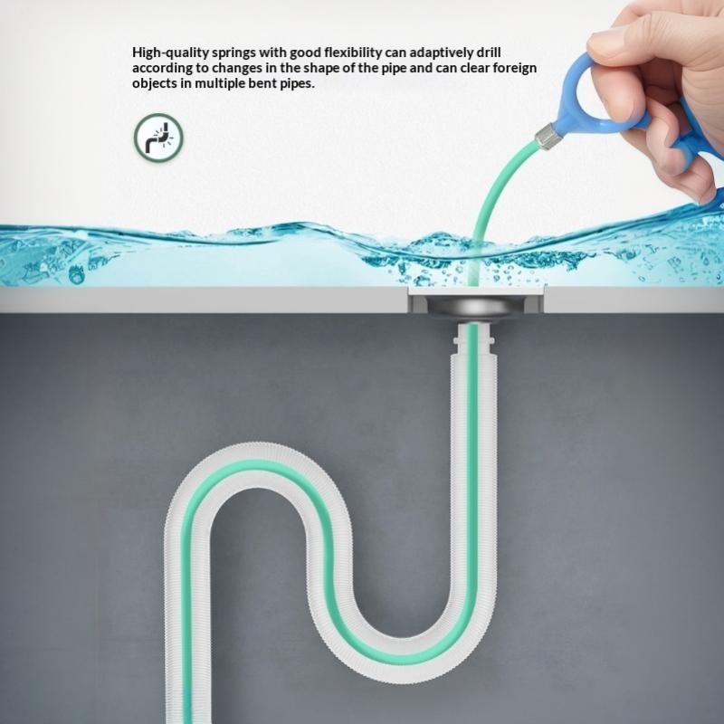 Pipeline Dredging Brush 90/130Cm Sewer Bathroom Hair Removal Sink Cleaning Brush Drainage Cleaning Agent Flexible Removal Clean
