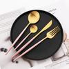 24 deler Matt Svart Gull Bestikksett Gaffel Skje Kniv Bestikksett Rustfritt stål Bestikk Komplett servisesett Kjøkken