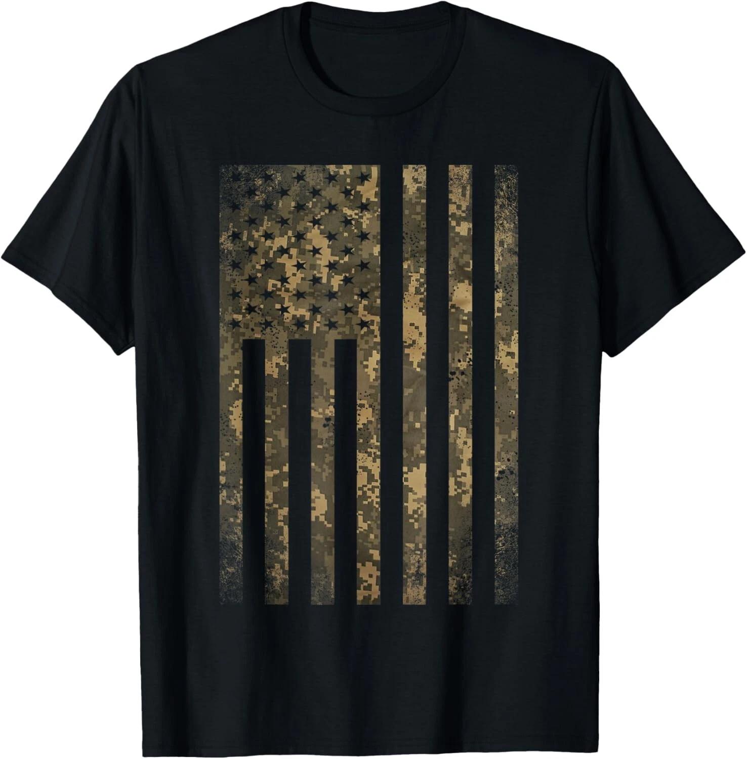 

Camouflage American Flag Print Camo Military Tactical Gifts Gift Unisex T-Shirt S