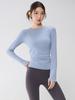Women's Seamless Knit Yoga & Pilates Slimming Long Sleeve Top with Finger Cots