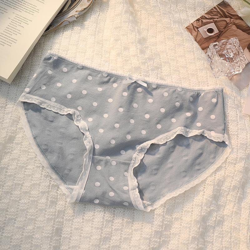 Dame Tegneserie Prikket Blonder Trykt Sløyfe Små Friske og Søte Komfortable Pakke Hofter Truser