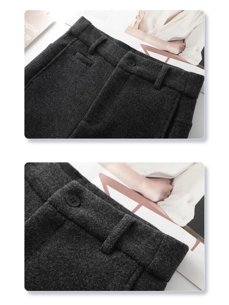 2025 Winter High-Waisted Wool Wide-Leg Pants - Women's Slim Fit, Brown, Flattering Straight-Leg with Drape