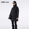 Jinyujie Women's High-Neck Mid-Length Goose Down Puffer Coat