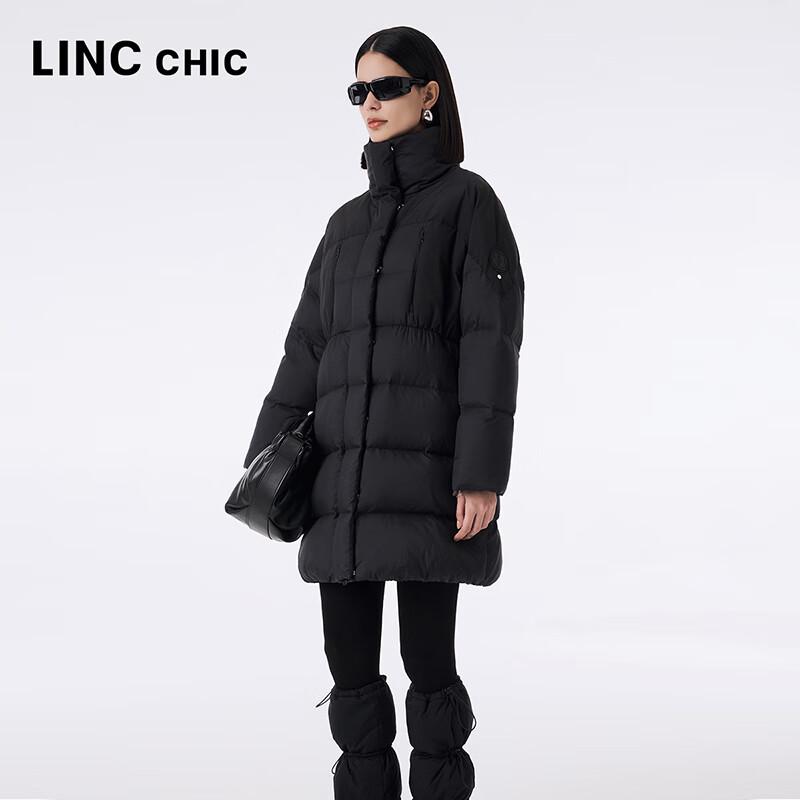 Jinyujie Women's High-Neck Mid-Length Goose Down Puffer Coat