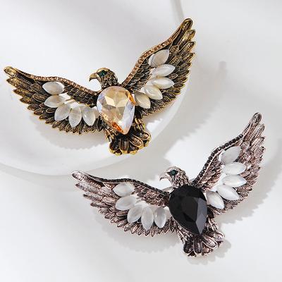 European and American Creative Opal Eagle Wings Retro Personalized Brooch Animal Pin Clothing Accessories Brooch