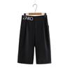 2024 Autumn Women's Korean Style Slimming Suit Shorts – Simple, Loose, Straight-Leg Fashionable Five-Point Pants