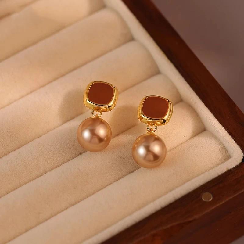 

Висококласні сережки-підвіски з перлами Срібна голка та квітами - Модна ретро французька елегантність