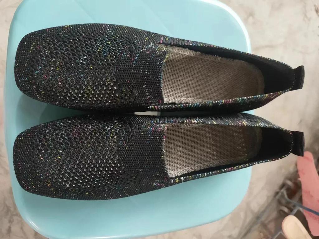 Femmes Maille Bout Carré Respirant Chaussures Décontractées Halloween Automne Quotidien Simple Découpé Chaussures Plates Zapatos De Mujer 2024