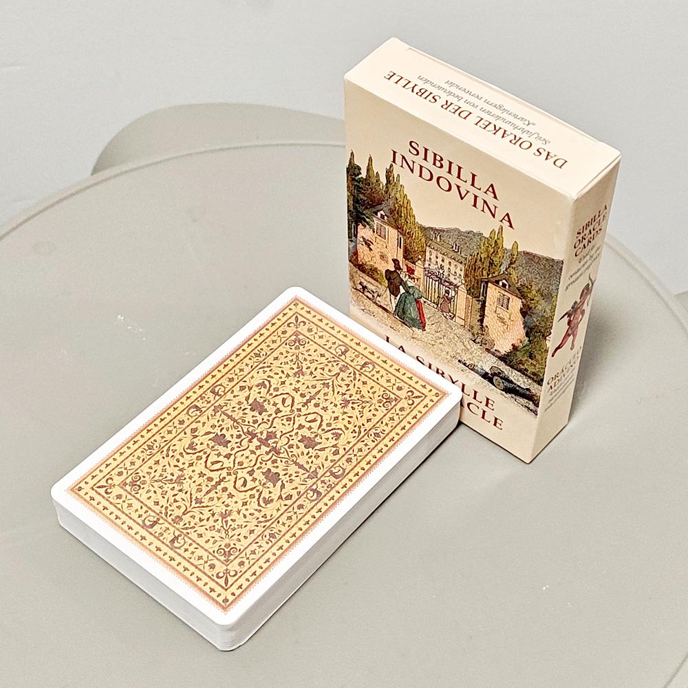 Sibilla Indovina Oracle Cards 10.5*6cm, Vintage 52-Card Divination Deck - Multilingual Victorian Style