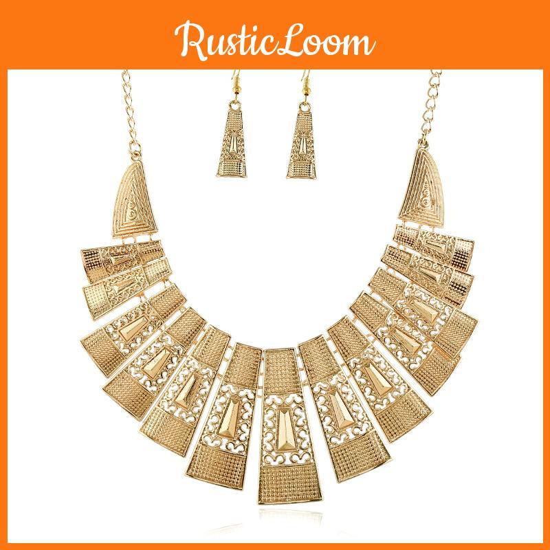 Vintage Artistic Alloy Necklace And Earring Set Casual Wear Accessories Clothing