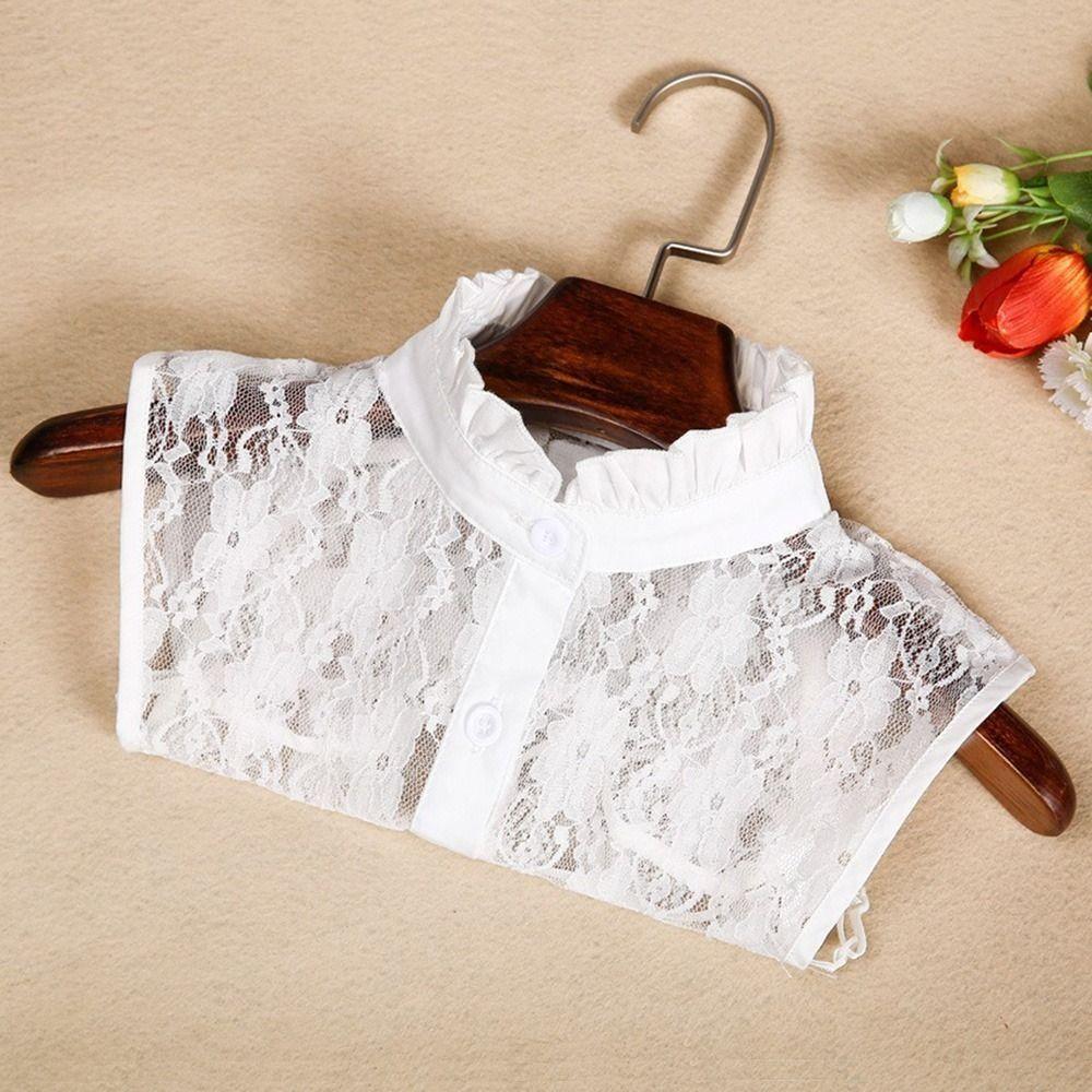 New Fashion Lace Fake Collar Detachable White Black Neckline Lapel Half Shirt Women Girls