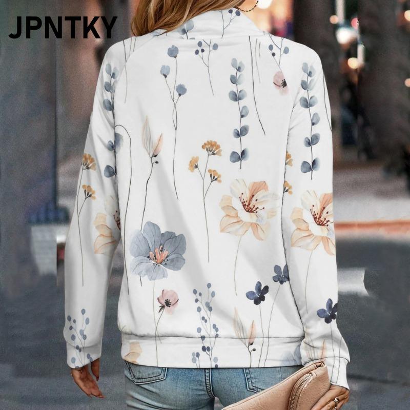 JPNTKY Women's Fashion Casual Long Sleeve O-Neck Blouses & Shirts